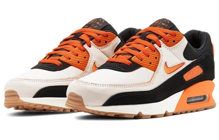 Nike Air Max 90 Low Топ Амортизирующие Повседневные Беговые Кроссовки Мужские Черно-Белые Оранжевые