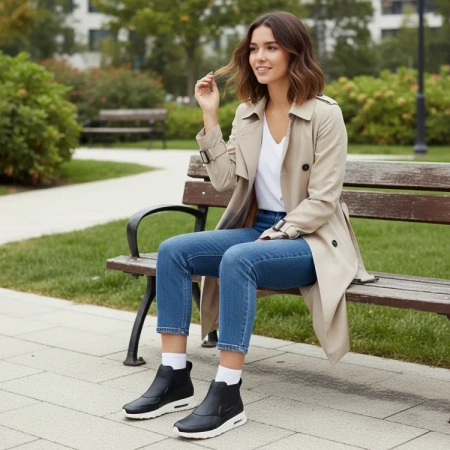 Nike Air Max THEA MID Топ Беговые кроссовки Женские Черные