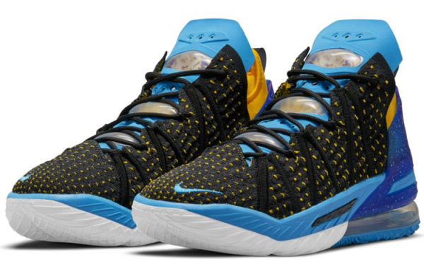 Nike Lebron 18 EP 'Minneapolis Лейкерс' MID Топ Мужские Баскетбольные Кроссовки для Игры Черные Синие Желтые