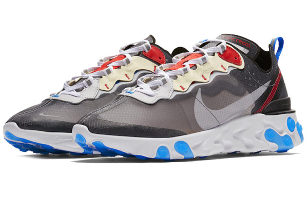 Nike React Element 87 Сетка Текстиль Нескользящий Легкий Низкий Топ Беговые кроссовки Унисекс Темно-серый