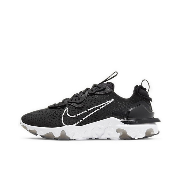 Nike React Vision Сетка Амортизация Дышащий Покрытие Низкие Кроссовки для Бега Мужские Черно-Белые
