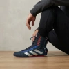 Adidas Box Hog 4 Удобная противоскользящая высокая обувь для бокса унисекс черного и серебряного цвета
