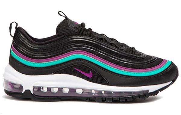 Nike Air Max 97 Ткань Амортизация Поддержка Низкий Верх Беговые Кроссовки Женские Черный Фиолетовый