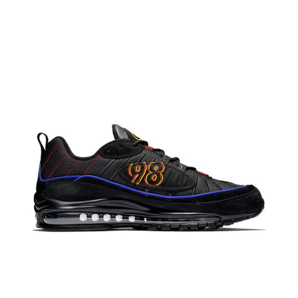 Nike Air Max 98 Low Топ Амортизирующие кроссовки для марафона Мужские Черный Синий Красный