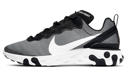 Nike React Element 55 Ткань Anti-Slip Легкий Низкий Верх Повседневные Беговые Кроссовки Унисекс Черный Белый