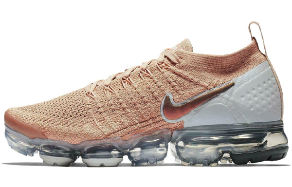 Nike VaporMax Flyknit 2 Low Топ Беговые кроссовки Женские Розовый Ткань вязаная Воздушная подушка