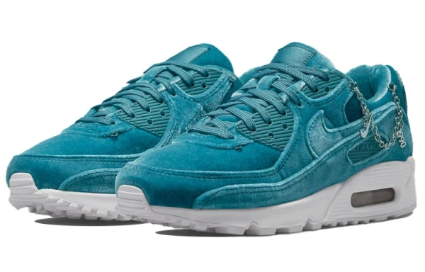 Nike Air Max 90 Раздельная замша Низкий топ Повседневные беговые кроссовки Женские Озерный зеленый