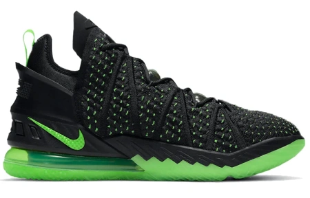 Nike Lebron 18 Low Топ Баскетбольные кроссовки для игры Мужской Черный Зеленый Белый Азиатская версия