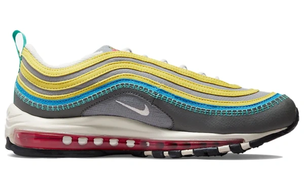 Nike Air Max 97 Износостойкие Дышащие Низкие Повседневные Беговые Кроссовки Мужские Серый Желтый