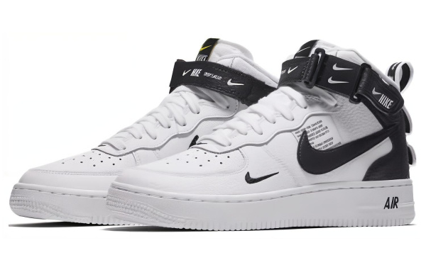 Nike Air Force 1 MID Топ Детские Скейтбординги Черный Белый Унисекс
