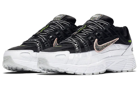 Nike P 6000 Ткань Амортизация Противоскользящие Низкие Повседневные Беговые Кроссовки Женские Черно-Белые