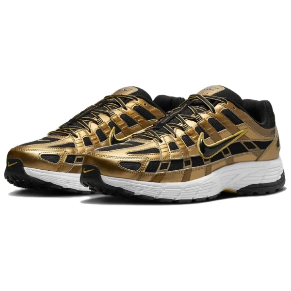 Nike P 6000 противоскользящие и дышащие низкие повседневные беговые кроссовки для мужчин черный с золотым