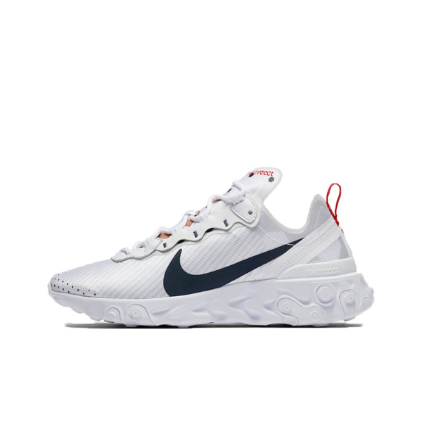 Nike React Element 55 Амортизация Противоскользящие Дышащие Низкие Повседневные Беговые Кроссовки Женские Белые Красные