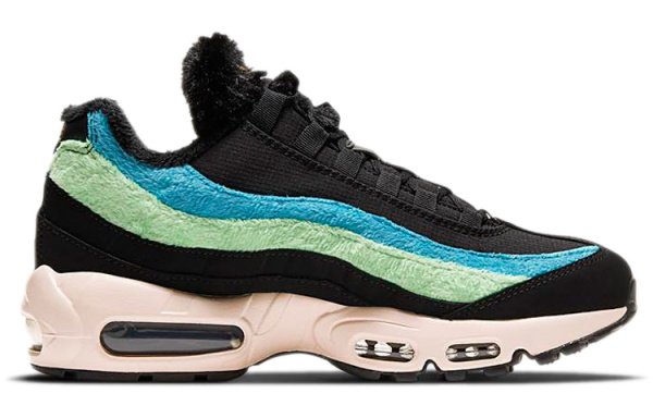 Nike Air Max 95 Раздельная замша Низкий топ Амортизирующие повседневные беговые кроссовки Женские Черный Розовый Синий