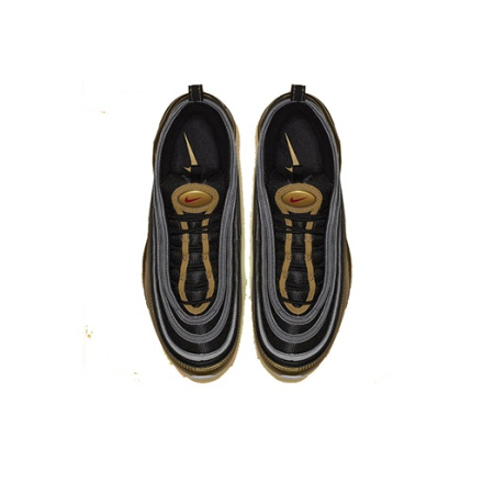 Nike Air Max 97 Винтаж Ткань Легкий Низкий Топ Марафон Беговые кроссовки Унисекс Черный Золото Bullet