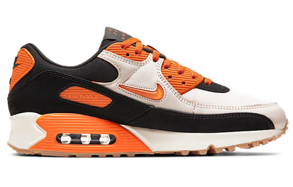 Nike Air Max 90 Low Топ Амортизирующие Повседневные Беговые Кроссовки Мужские Черно-Белые Оранжевые