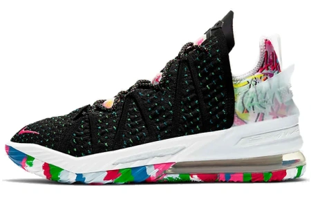 Nike Lebron 18 Low Топ Баскетбольные кроссовки Унисекс Черный Белый Розовый Азиатская версия