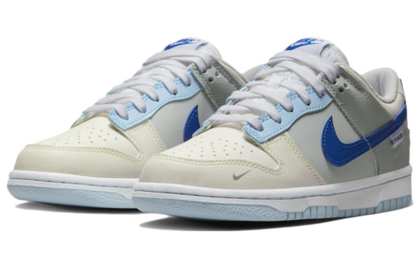 Nike Dunk Сливочный Hyper Royal Кожа Легкий Противоскользящий Устойчивый к истиранию Низкий Верх Детские Скейтбординги