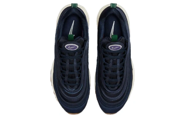 Nike Air Max 97 Текстиль Кожа Амортизация Износостойкие Низкие Повседневные Беговые Кроссовки Женские Синие