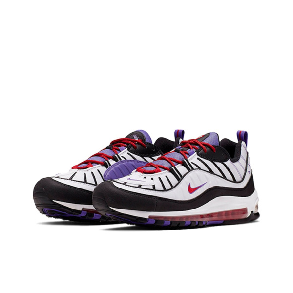Nike Air Max 98 Кожа Низкие Кроссовки с воздушной подушкой для бега Унисекс Черные Фиолетовые