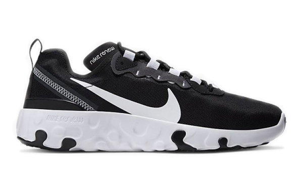 Nike React Element 55 противоскользящие амортизаторы низкие топ детские беговые кроссовки черный белый подростки