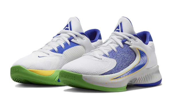 Nike Freak 4 GS Амортизация Дышащий Низкий Верх Детские Баскетбольные Кроссовки Белый Синий