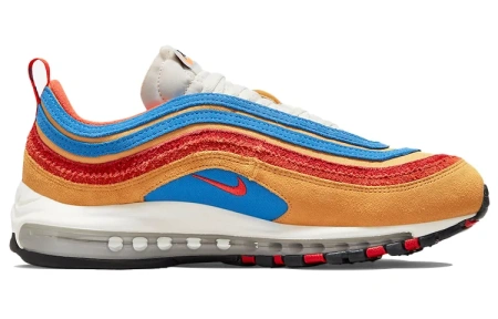 Nike Air Max 97 Vintage Low Top Повседневные Беговые Кроссовки Мужские Желто-Красно-Синие