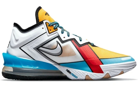 Nike Lebron 18 Low EP 'Мультяшный ART' Низкие баскетбольные кроссовки для игры Унисекс Белый Синий Желтый