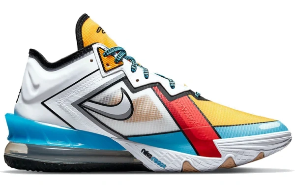 Nike Lebron 18 Low EP 'Мультяшный ART' Низкие баскетбольные кроссовки для игры Унисекс Белый Синий Желтый