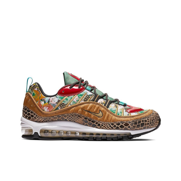 Nike Air Max 98 Кожа Низкий Верх Амортизирующая Повседневная Беговая Кроссовка Унисекс Коричневый Красный
