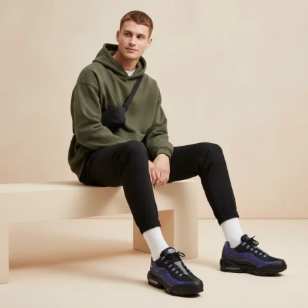 Nike Air Max 95 Повседневные беговые кроссовки Унисекс Черные