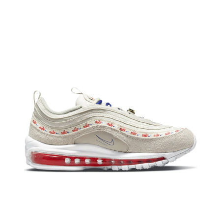 Nike Air Max 97 Сетка Кожа Низкий Верх Повседневные Беговые Кроссовки Женские Бежевый Красный Синий