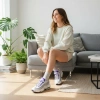 Nike Air Max 95 Текстиль Кожа Низкий Верх Спортивная Повседневная Обувь Женская Белый Серый Фиолетовый