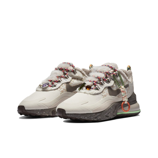 Nike Air Max 270 Текстиль Синтетическая кожа Амортизация Низкий топ Беговые кроссовки Женские Экрю Серый