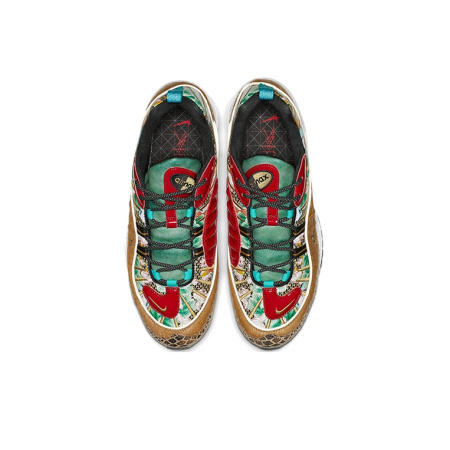 Nike Air Max 98 Кожа Низкий Верх Амортизирующая Повседневная Беговая Кроссовка Унисекс Коричневый Красный