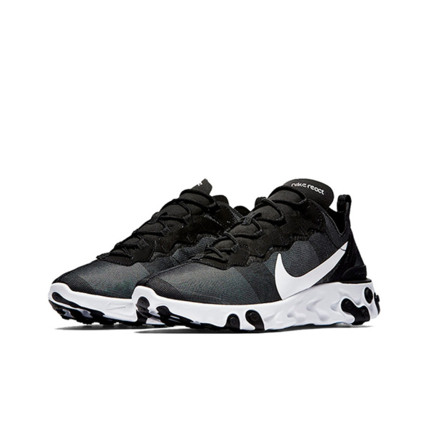 Nike React Element 55 Амортизация Низкий Топ Повседневные Беговые Кроссовки Унисекс Черный Белый