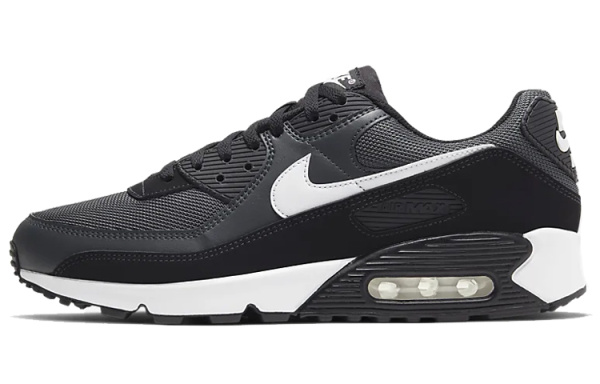 Nike Air Max 90 Vintage Устойчивые к истиранию Низкие Повседневные Беговые Кроссовки Унисекс Железо Серый Черный
