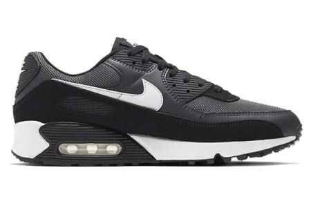 Nike Air Max 90 Vintage Устойчивые к истиранию Низкие Повседневные Беговые Кроссовки Унисекс Железо Серый Черный