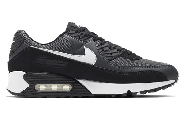 Nike Air Max 90 Vintage Устойчивые к истиранию Низкие Повседневные Беговые Кроссовки Унисекс Железо Серый Черный