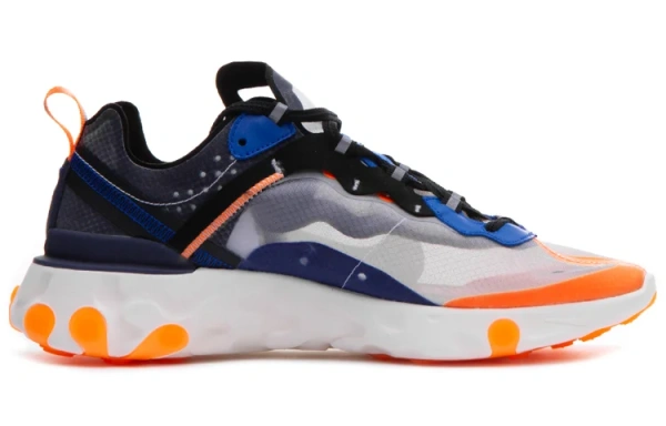 Nike React Element 87 Сетка Текстиль Амортизация Баланс Низкий Топ Беговые кроссовки Унисекс Серый Оранжевый Синий