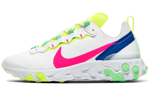 Nike React Element 55 Ткань Амортизация Баланс Низкий Топ Повседневные Беговые Кроссовки Женские Белый Розовый Зеленый