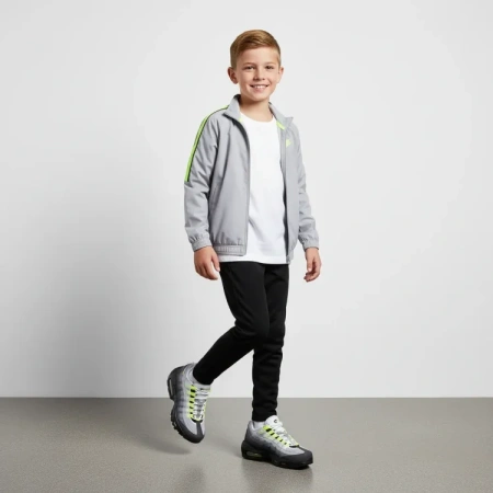 Nike Air Max 95 OG Неон Синтетическая кожа Амортизация Низкие детские беговые кроссовки Серый Черный Зеленый