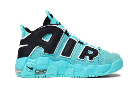 Nike Air More Uptempo Свет Аква Амортизация Поддержка MID Топ Винтажные баскетбольные кроссовки Синий Детские 3-7 лет