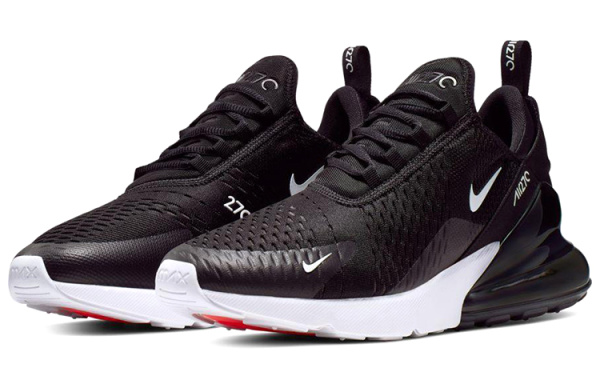 Nike Air Max 270 Canvas Low Top Air Cushion Повседневные Беговые Кроссовки Унисекс Черный Белый