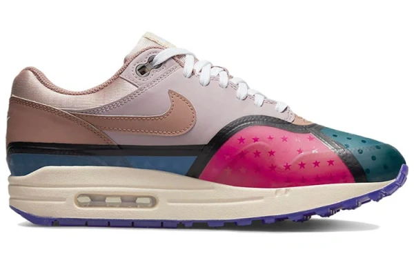 Nike Air Max 1 Кожа Низкие Кроссовки для Бега Женские Зеленые Розовые