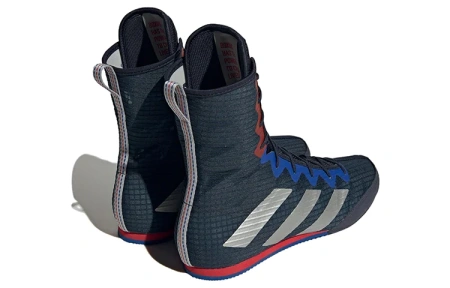 Adidas Box Hog 4 Удобная противоскользящая высокая обувь для бокса унисекс черного и серебряного цвета