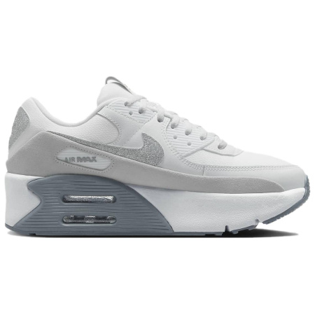 Nike Air Max 90 Устойчивые к истиранию Низкие Повседневные Кроссовки Женские Белые Серые