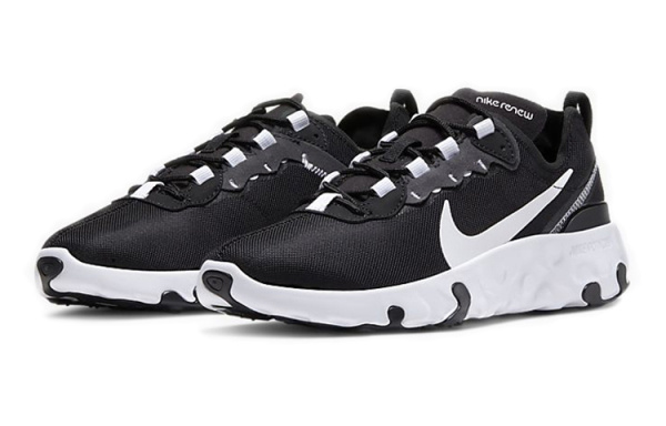 Nike React Element 55 противоскользящие амортизаторы низкие топ детские беговые кроссовки черный белый подростки